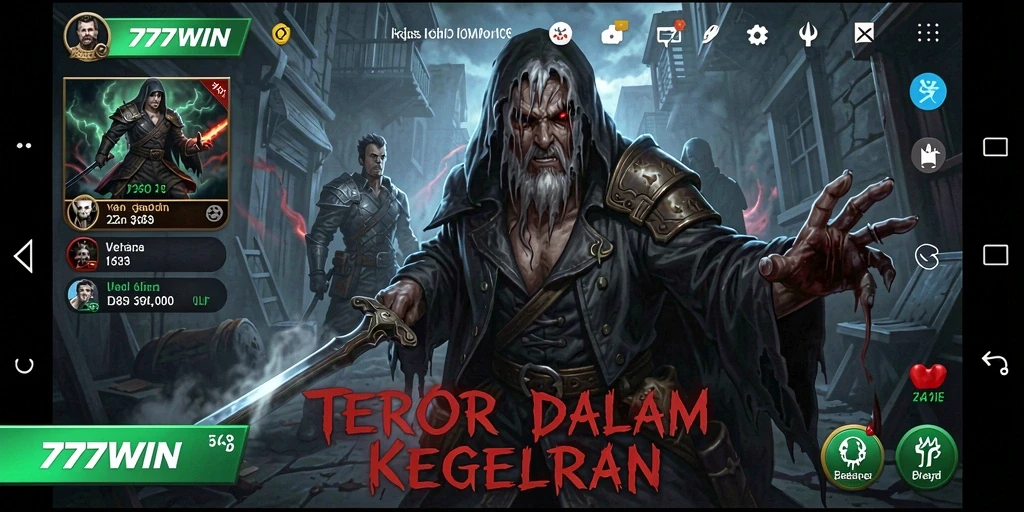 Screenshot utama 777WIN menunjukkan gameplay seram yang menggetarkan.