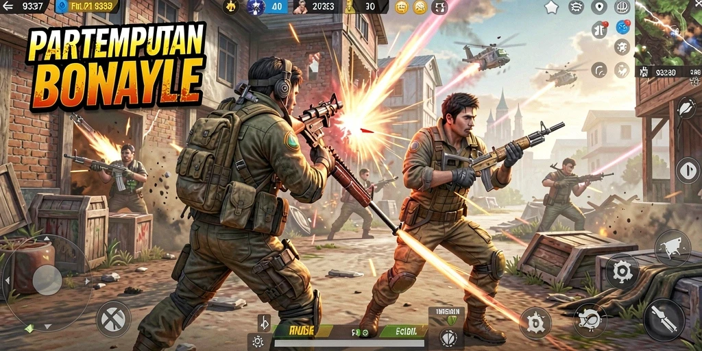 Screenshot gameplay 93337 yang menampilkan aksi seru Battle Royale.
