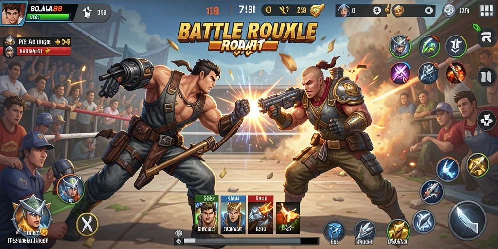 Gameplay BOLA88 yang intens dalam pertarungan Battle Royale.
