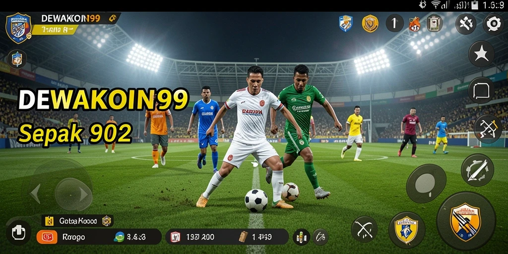 Tangkapan layar utama DEWAKOIN99 menunjukkan aksi sepak bola yang mendebarkan.