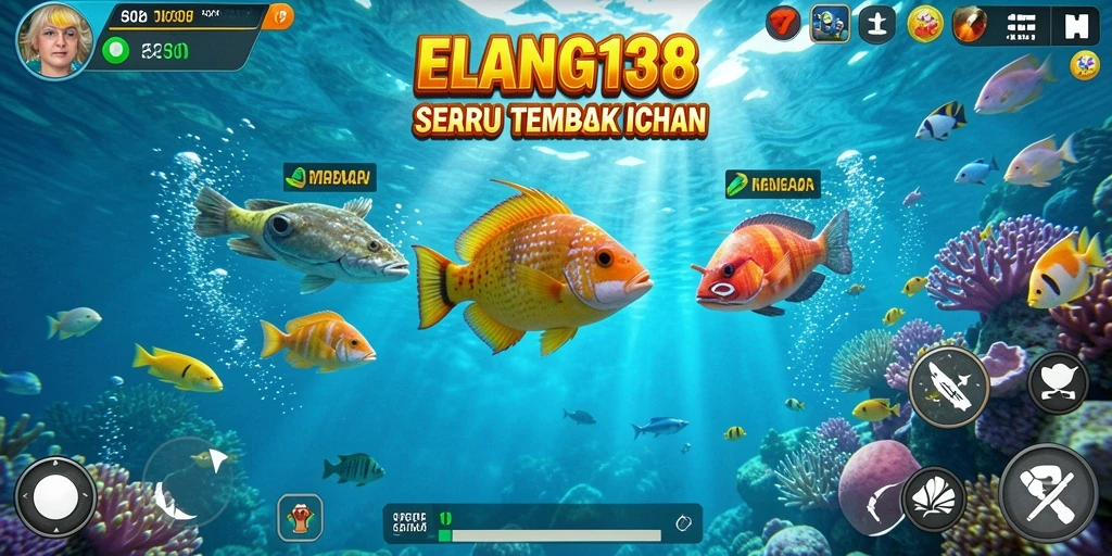 Screenshot permainan Tembak Ikan yang menampilkan aksi menangkap ikan.