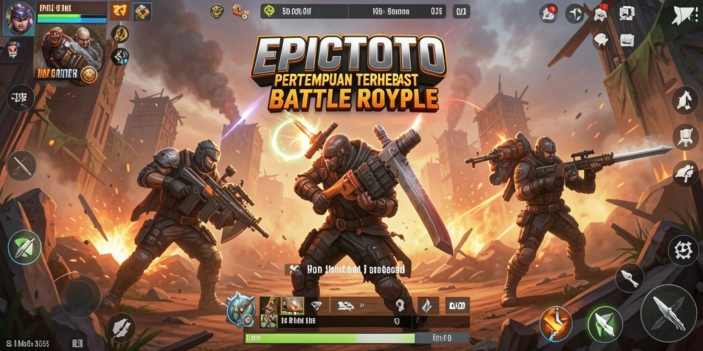 Screenshot EPICTOTO menampilkan intensnya aksi Battle Royale.