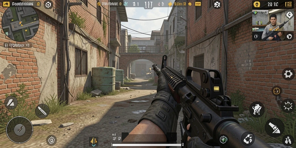 Tangkapan layar menampilkan aksi seru dalam permainan FPS F32.