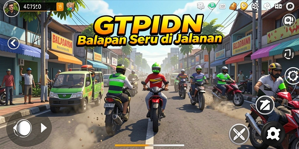 Screenshot GTPIDN yang menampilkan aksi balapan seru.