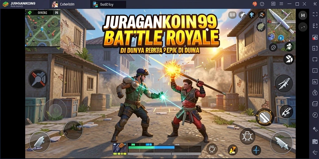 Tampilan seru dalam gameplay JURAGANKOIN99 yang penuh aksi Battle Royale.