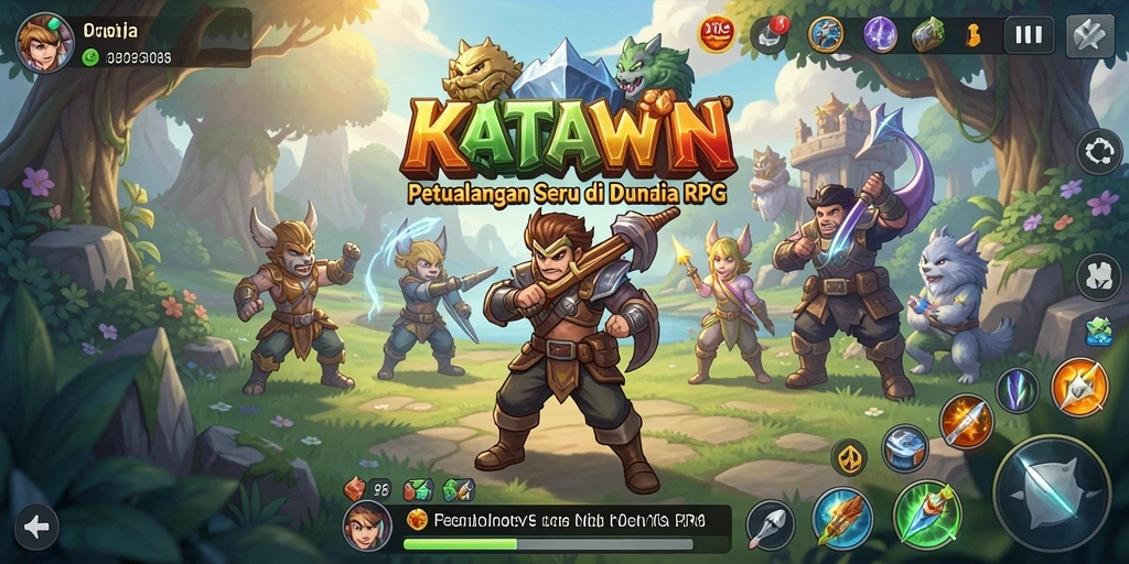 Tampilan gameplay yang mendebarkan di KATAWIN dengan karakter unik.