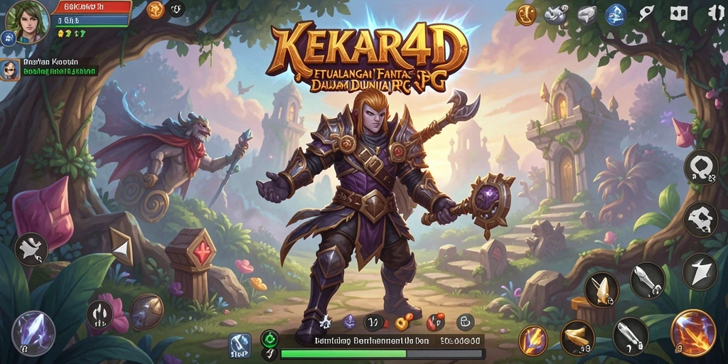 Tangkapan layar gameplay KEKAR4D menunjukkan pertempuran mendebarkan dan eksplorasi dunia fantasi.