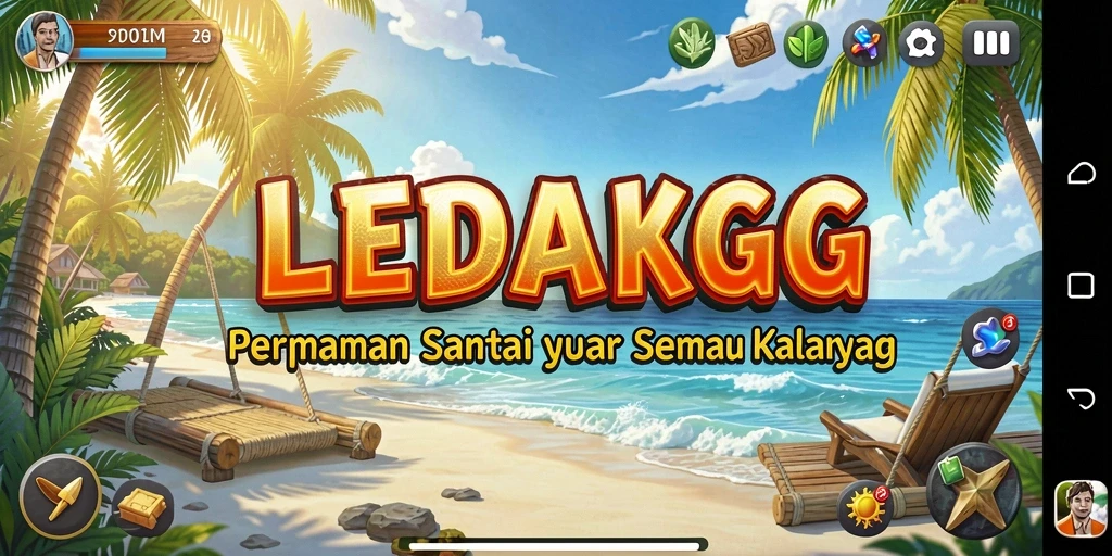 Tampilan gameplay LEDAKGG yang cerah dan menarik.