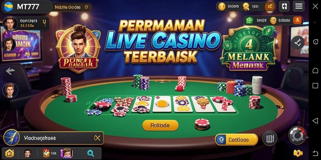 Screenshot MT777 menampilkan dealer langsung dan gameplay yang menarik di kasino.