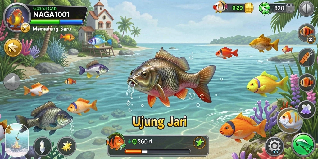 Gameplay NAGA1001 yang mengasyikkan saat memancing ikan.