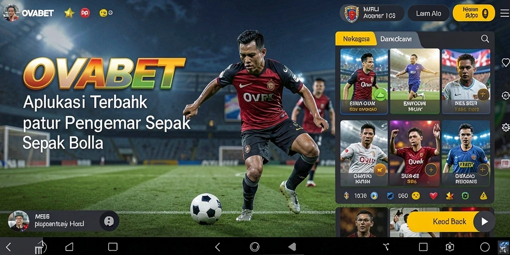 Tampilan antarmuka permainan sepak bola OVABET yang menarik.