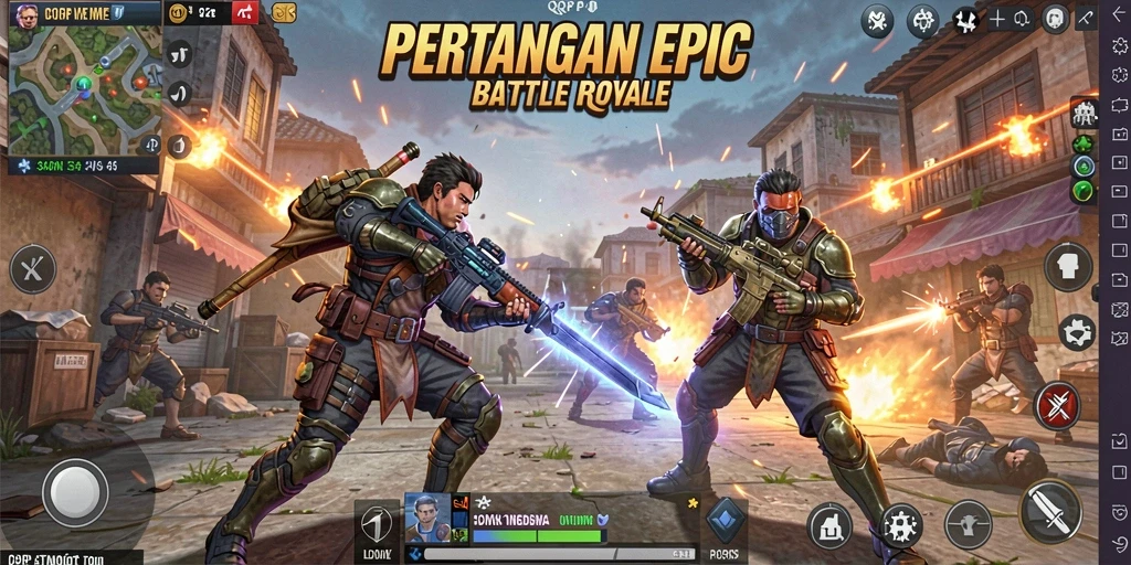 Tangkapan layar menunjukkan aksi intens di medan perang QQRP.