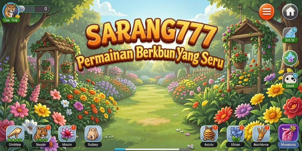 Tampilan gameplay menarik dari SARANG777 dengan ladang hijau subur.