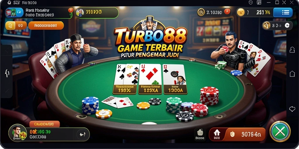 Tampilan gameplay Poker yang menarik dan dinamis di TURBO88.