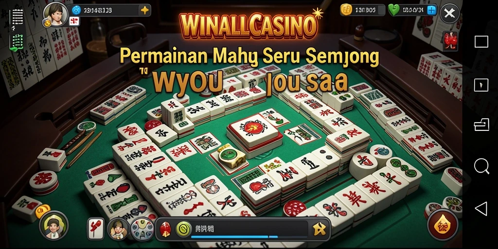 Tampilan gameplay seru dari WINALLCASINO di papan Mahjong.