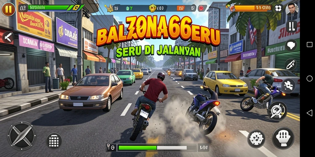Screenshot gameplay balap ZONA66 yang mendebarkan.
